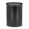 14" Stitched Black Oval Wastebasket